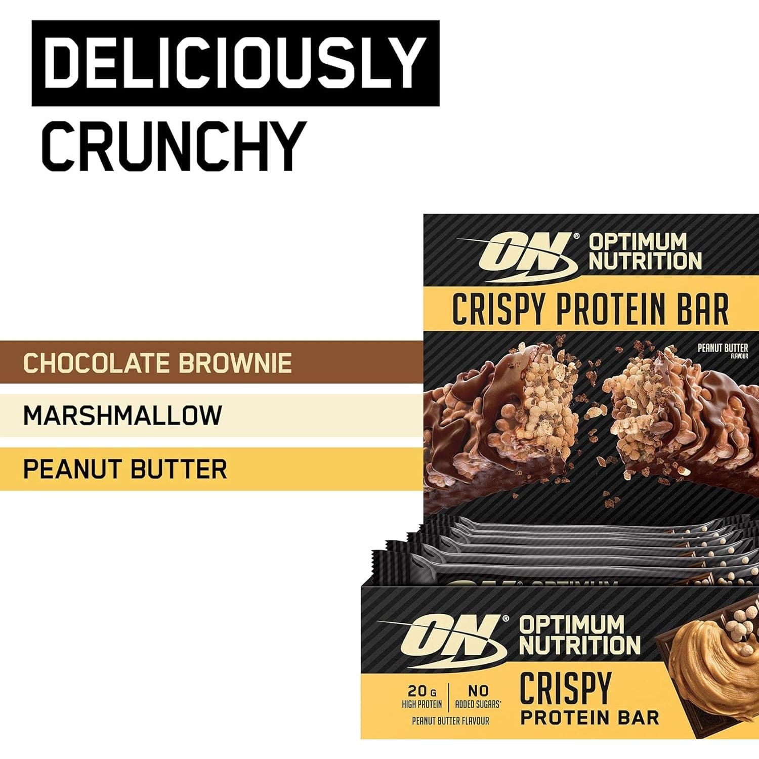 Buy Optimum Nutrition,Optimum Nutrition Crispy Protein Bars, no added sugars, Workout Snack for Men and Women, Peanut Butter Flavour, 10 x 65g - Gadcet UK | UK | London | Scotland | Wales| Ireland | Near Me | Cheap | Pay In 3 | Health Care